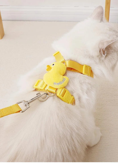 Mystery Paw Cartoon Duck Harness & Leash Set for Small Dogs & Cats