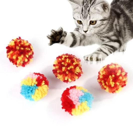 Mystery Paw Interactive Woolen Cat Plush Balls - Fun Indoor Play for Kittens