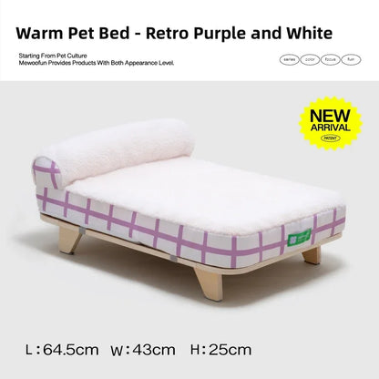 Mystery Paw Elevated Pet Bed with Cozy Pad & Pillow