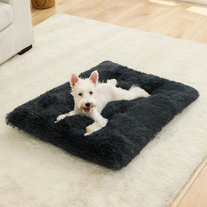 Long Plush Calming Bed - Cozy Retreat for Anxious Pets