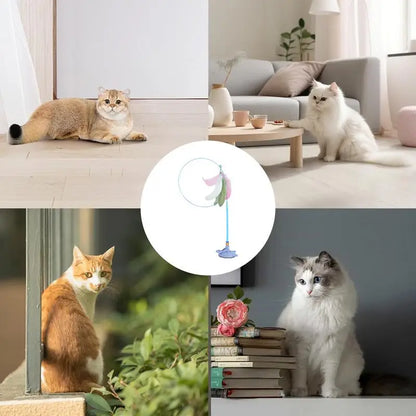 Mystery Paw Suction Cup Feather Teaser Wand - Endless Fun for Your Feline!