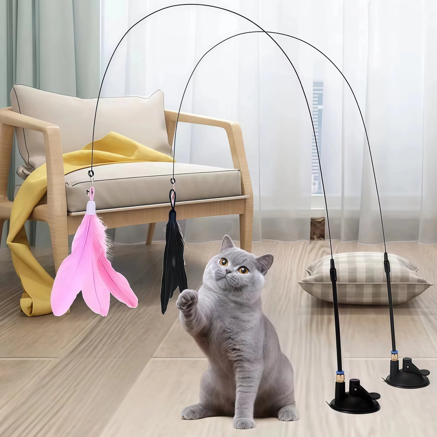 Mystery Paw Rainbow Cat Teaser Wand - Interactive Fun for Felines!