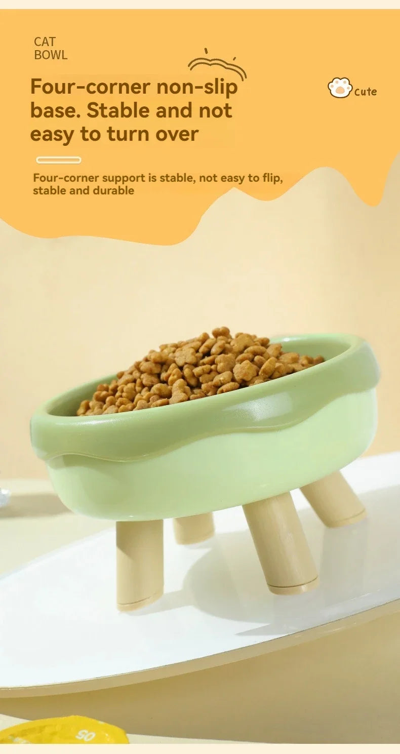 Colorful Tall Cat and Small Dog Feeding Bowl with Non-Slip Base
