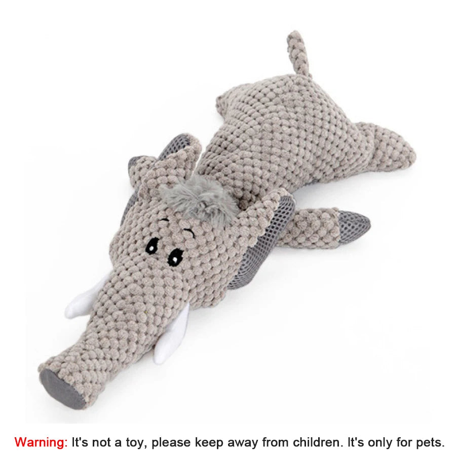 Squeaky Lion, Wolf, & Elephant Plush Toys for Dogs