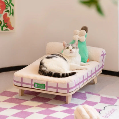 Mystery Paw Elevated Pet Bed with Cozy Pad & Pillow
