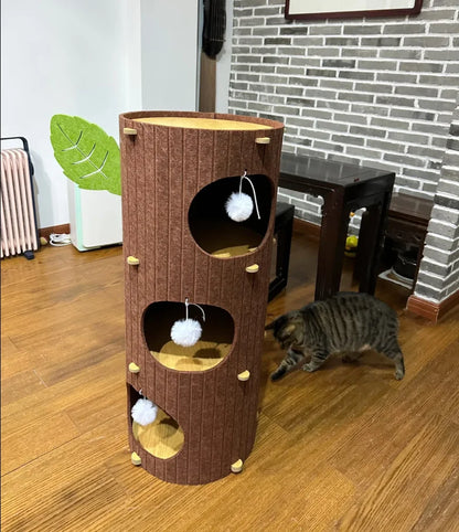 Mystery Paw Multi-layer Felt Cat Tree House & Scratcher