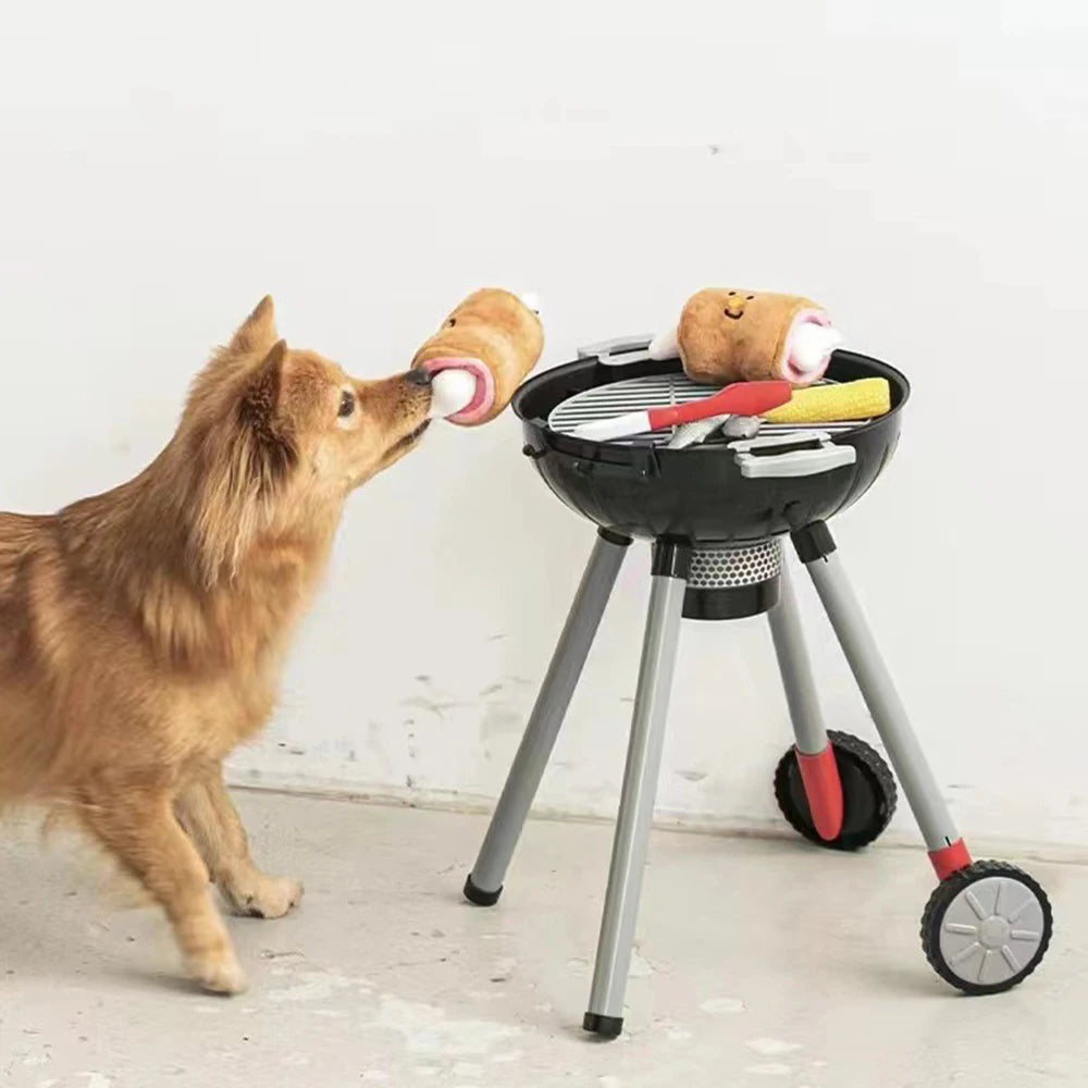 Mystery Paw Interactive Sniff & Chew Plush BBQ Dog Toy
