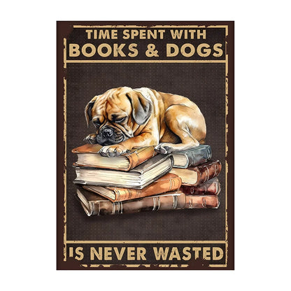 Charming Dog & Books Canvas Print - Perfect for Dog Lovers