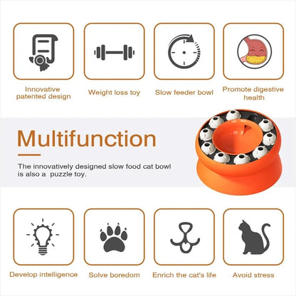 Interactive Cat Puzzle Feeder Bowl - Slow Down Mealtime Fun!