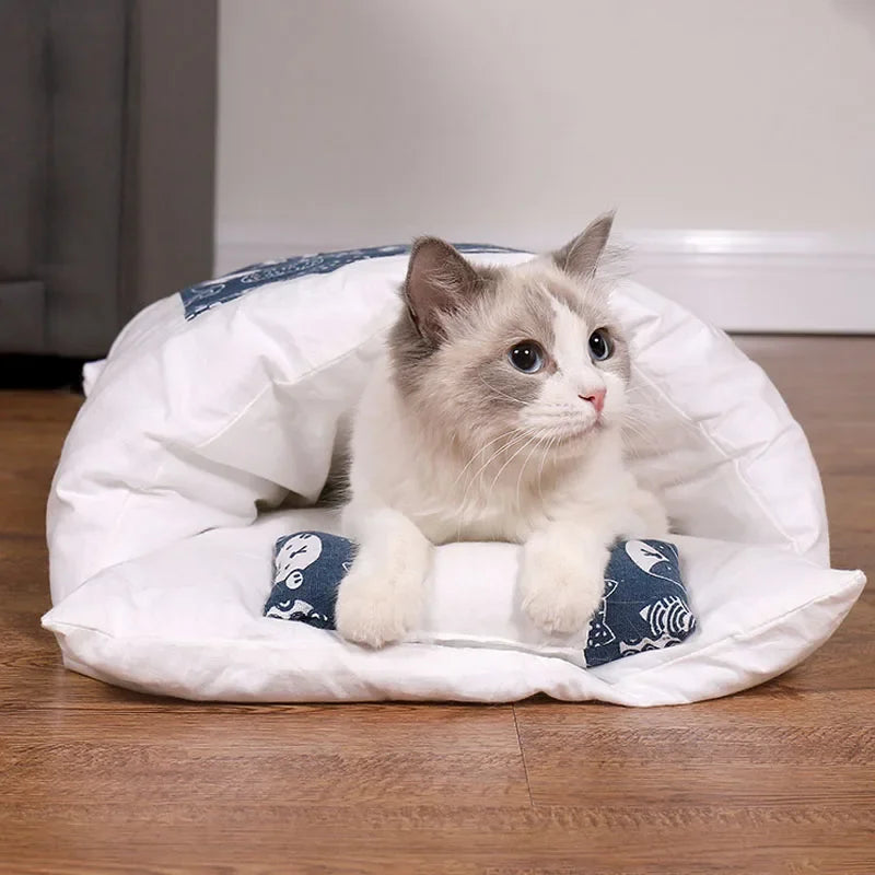Kawaii Removable Washable Cat Bed House - Cozy Cave for Cats & Small Dogs