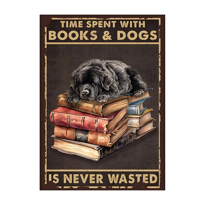 Charming Dog & Books Canvas Print - Perfect for Dog Lovers