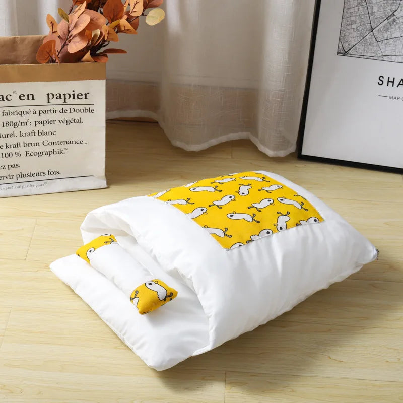 Kawaii Removable Washable Cat Bed House - Cozy Cave for Cats & Small Dogs