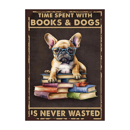 Charming Dog & Books Canvas Print - Perfect for Dog Lovers