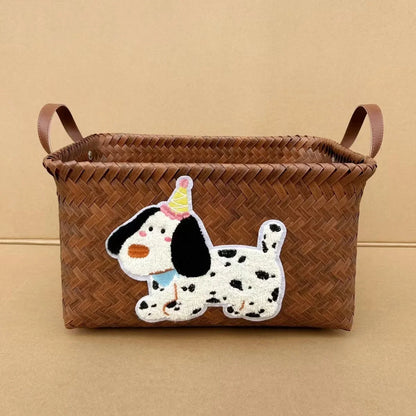 Stylish Plastic Woven Pet Toy Organizer with PU Handle