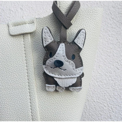 Charming Puppy-Themed Cowhide Key Chains & Backpack Charms