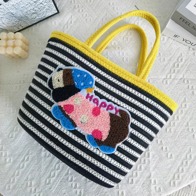 Trendy Large Capacity Cotton Rope Dog Shoulder Bag