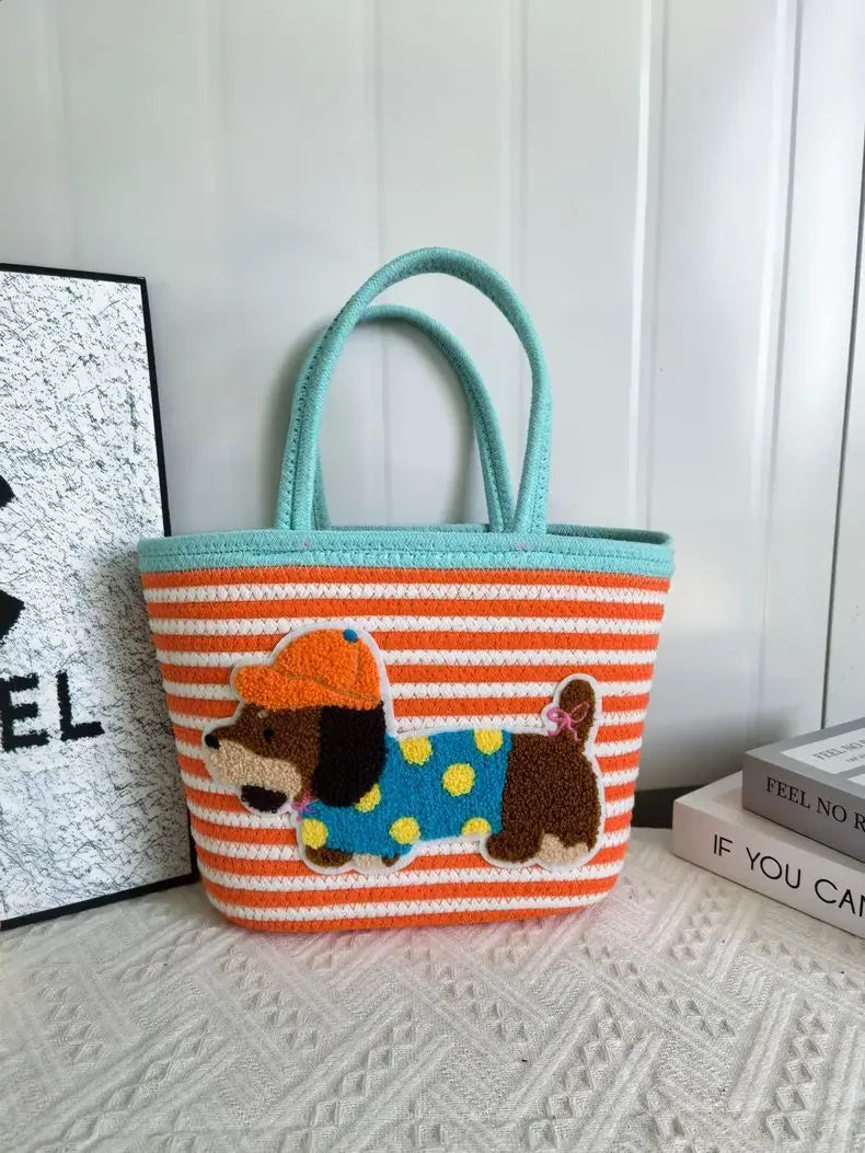 Trendy Large Capacity Cotton Rope Dog Shoulder Bag
