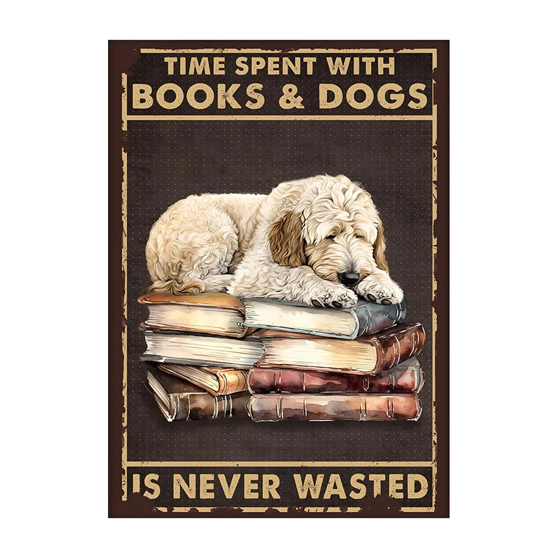 Charming Dog & Books Canvas Print - Perfect for Dog Lovers