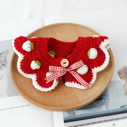 Hand-Woven Strawberry Collar for Cats & Small Dogs - Perfect for Pet Photography