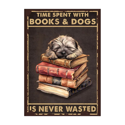 Charming Dog & Books Canvas Print - Perfect for Dog Lovers