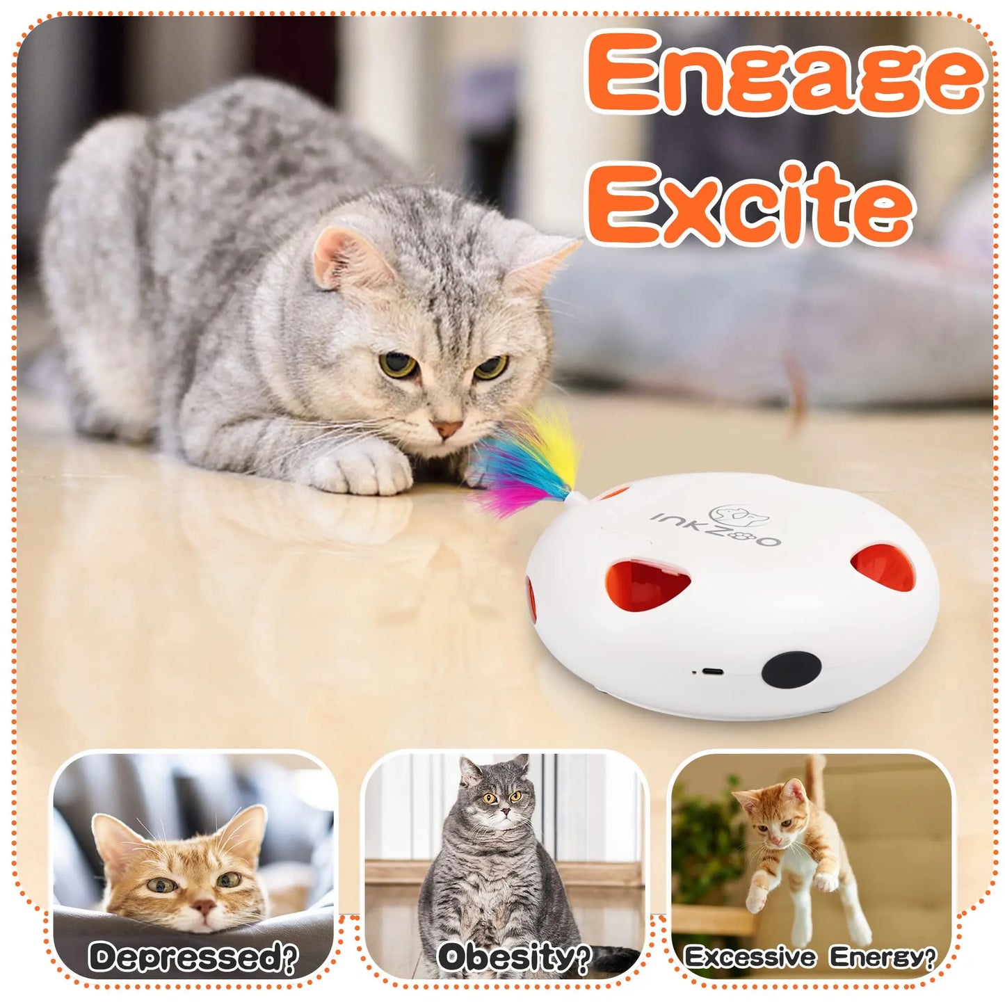 Mystery Paw Electric Interactive Feather Cat Toy - Endless Fun for Indoor Cats