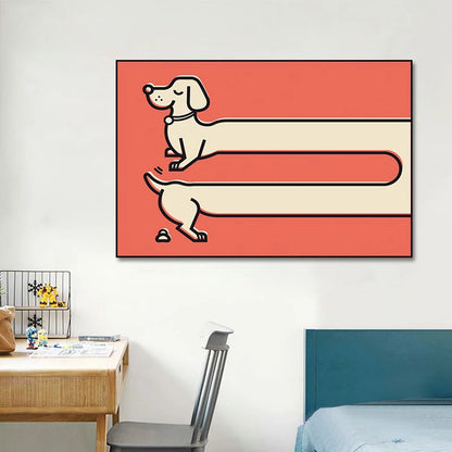 Kawaii Dachshund Dog Canvas Wall Art for Home Decor