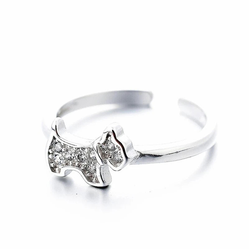 925 Sterling Silver Zircon Puppy Dog Stud Earrings