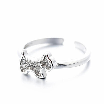 925 Sterling Silver Zircon Puppy Dog Stud Earrings