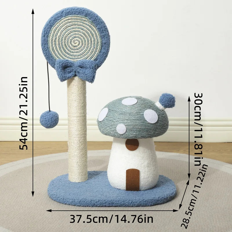 Mystery Paw Mushroom Cat Tree Scratcher - Natural Sisal