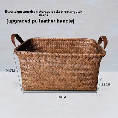 Stylish Plastic Woven Pet Toy Organizer with PU Handle