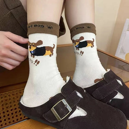Playful Cartoon Sausage Dog Socks for Pet Lovers
