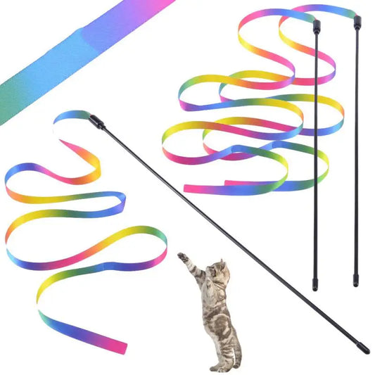 Mystery Paw Rainbow Cat Teaser Wand - Interactive Fun for Felines!