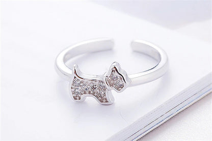 925 Sterling Silver Zircon Puppy Dog Stud Earrings