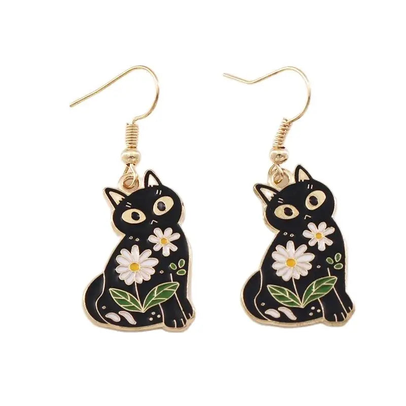 Vintage Black Pawprint Drop Earrings - Perfect Gift for Pet Lovers
