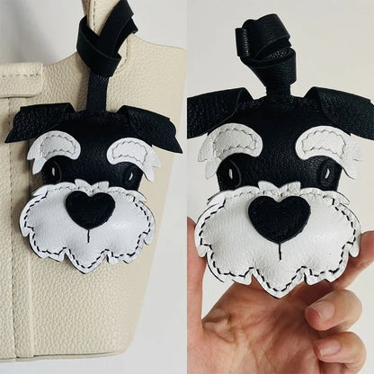 Charming Puppy-Themed Cowhide Key Chains & Backpack Charms