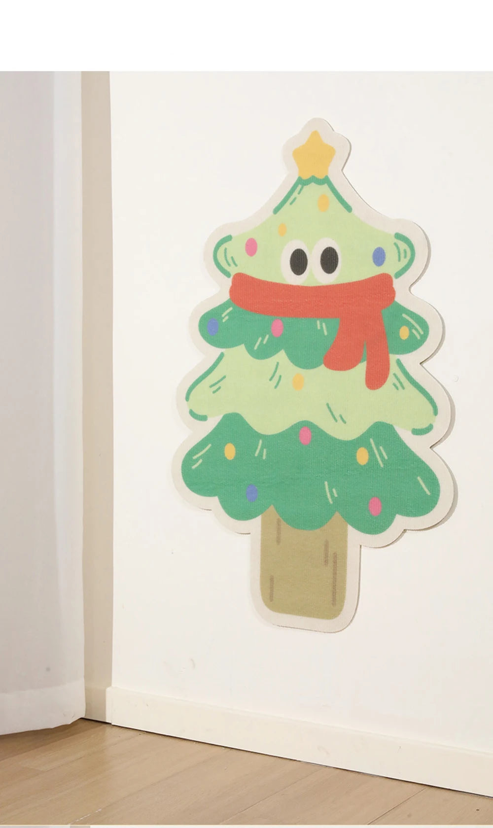 Mystery Paw Vertical Wall Sticker Cat Scratch Board - Cartoon Christmas Tree Carrot Design