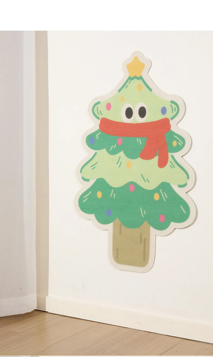 Mystery Paw Vertical Wall Sticker Cat Scratch Board - Cartoon Christmas Tree Carrot Design