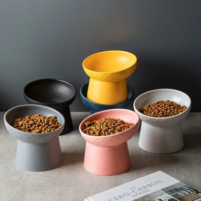 Nordic Style Elevated Ceramic Pet Bowls for Cats & Dogs