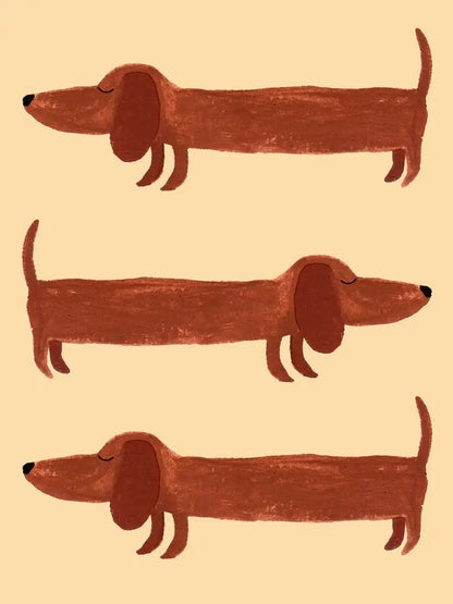 Kawaii Dachshund Dog Canvas Wall Art for Home Decor