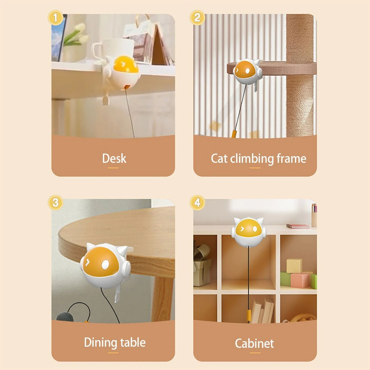 Mystery Paw Clip-On Electric Cat Toy with Replaceable Hair Ball
