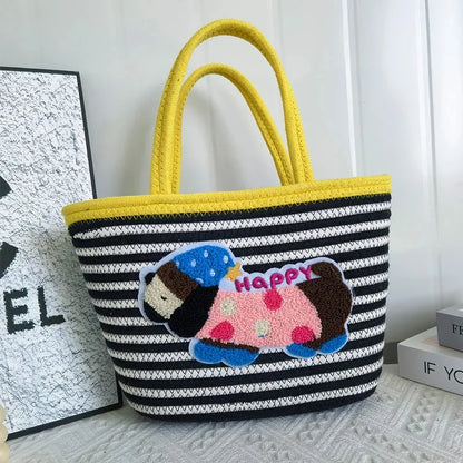 Trendy Large Capacity Cotton Rope Dog Shoulder Bag