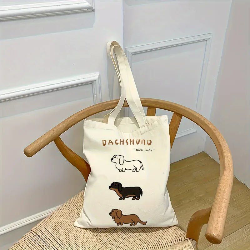 Dachshund Delight Canvas Tote Bag - Adorable Sausage Dog Design for Pet Lovers