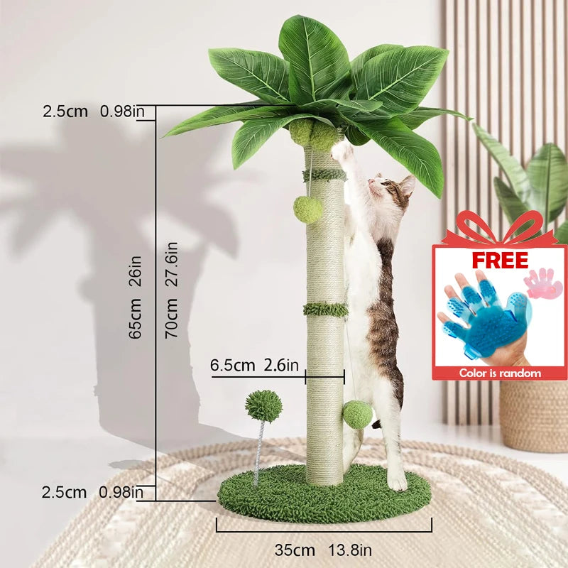 Mystery Paw Cat Scratching Tree with Sisal Rope & Interactive Toys - 65cm