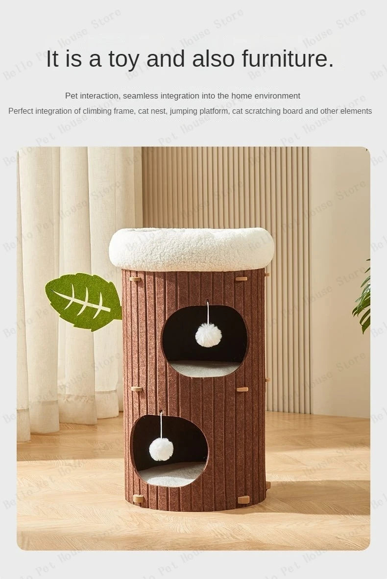 Mystery Paw Multi-layer Felt Cat Tree House & Scratcher