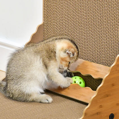 Mystery Paw Vertical Cat Scratcher Lounge with Interactive Ball Toy