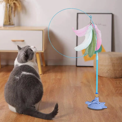 Mystery Paw Suction Cup Feather Teaser Wand - Endless Fun for Your Feline!