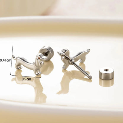 Stainless Steel Dachshund Dog Stud Earrings
