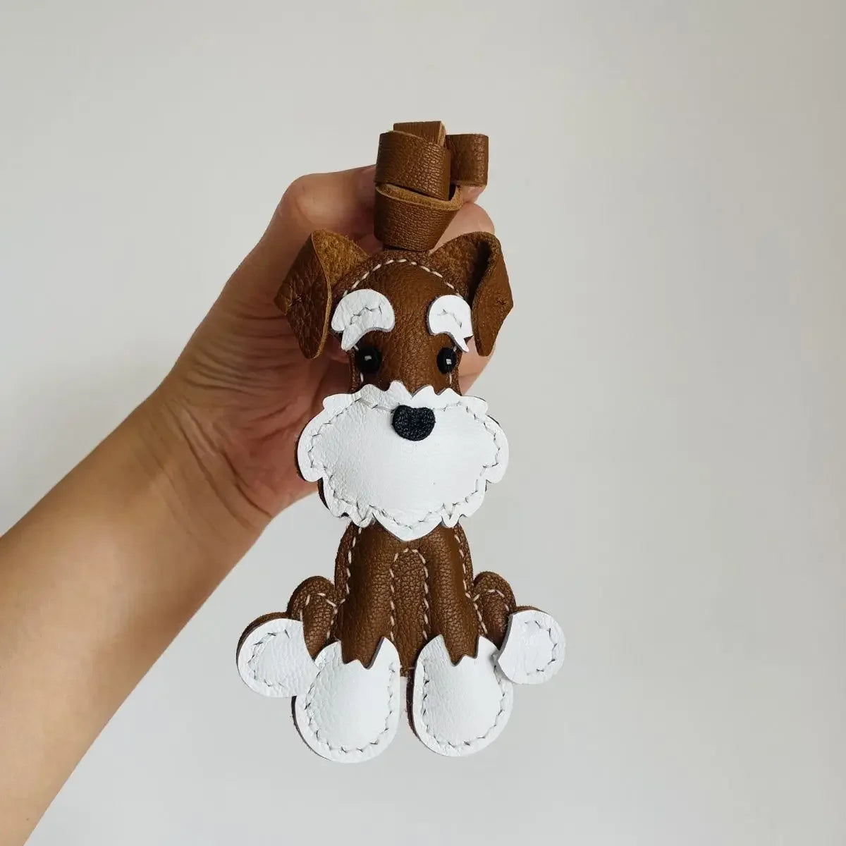 Charming Puppy-Themed Cowhide Key Chains & Backpack Charms