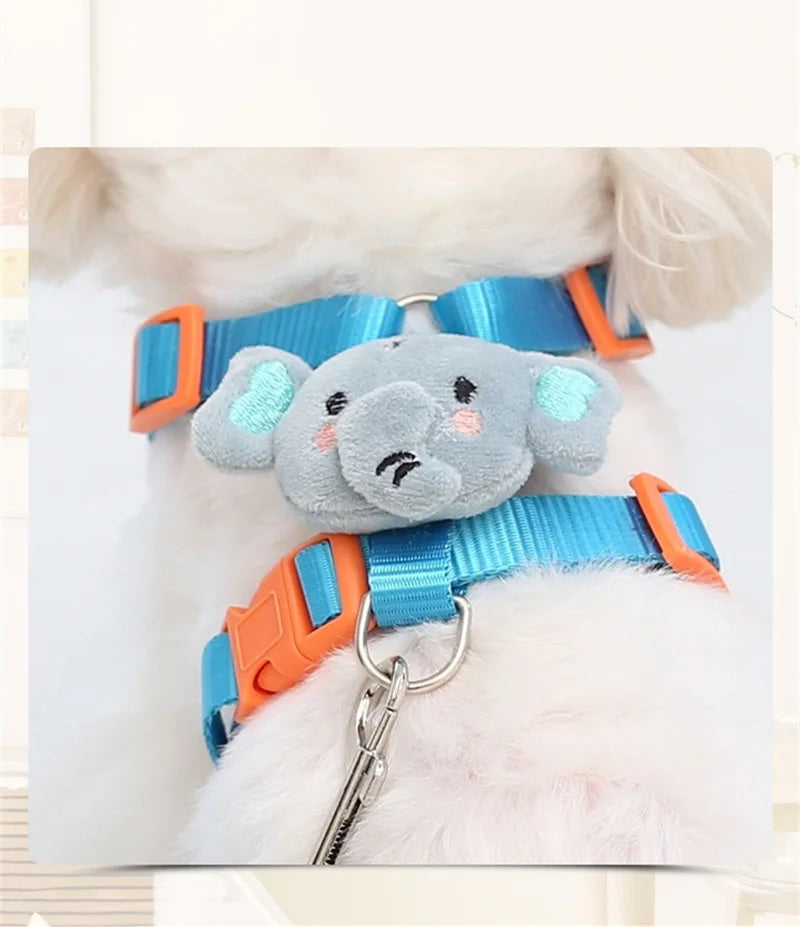 Animal Print Adjustable Vest Harness & Leash Set for Small Dogs and Cats