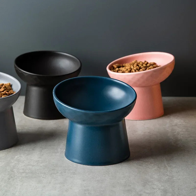 Nordic Style Elevated Ceramic Pet Bowls for Cats & Dogs
